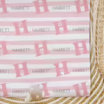 Custom Kids Wrapping Paper - Initial Stripes Pink