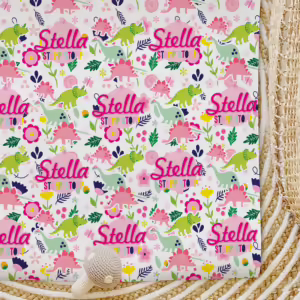 Custom Kids Wrapping Paper - Floral Dinosaurs