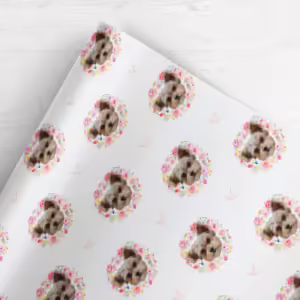 Photo Face Wrapping Paper - Floral Wreath