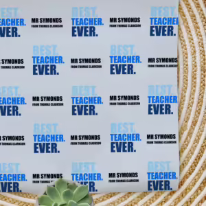 Personalised Teachers Wrapping Paper - Best Teacher Ever Blue