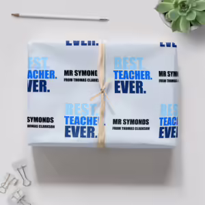 Personalised Teachers Wrapping Paper - Best Teacher Ever Blue
