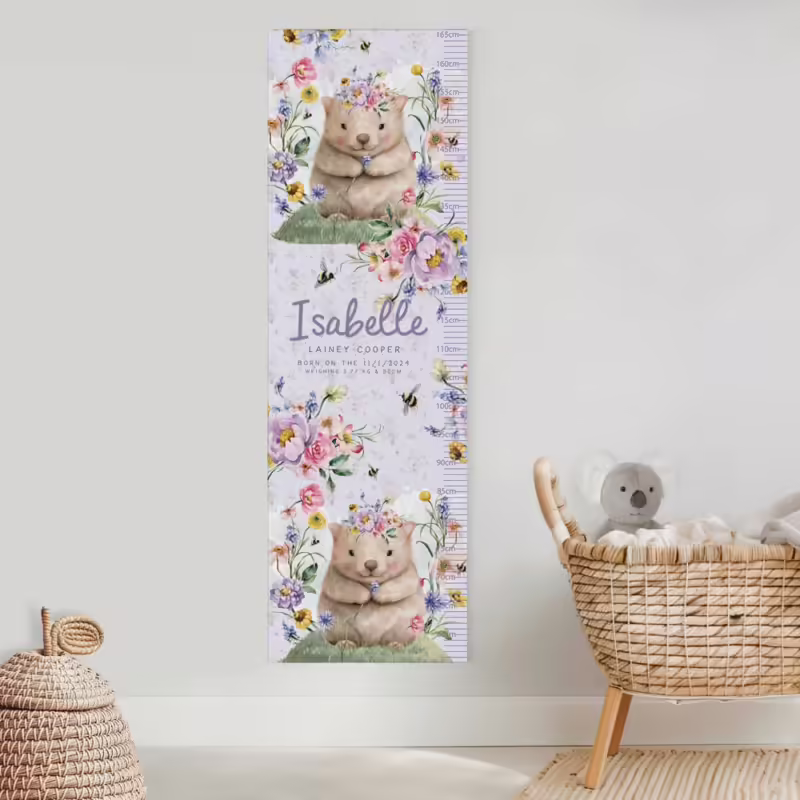 Kids Height Charts - Floral Wombat