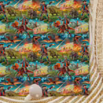 Custom Kids Wrapping Paper - Jurassic Dinosaurs In Space