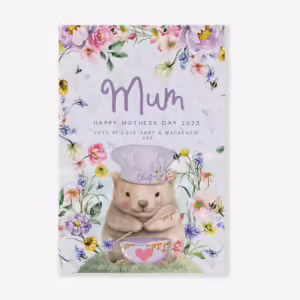 Mother's Day Tea Towel - Floral Wombat