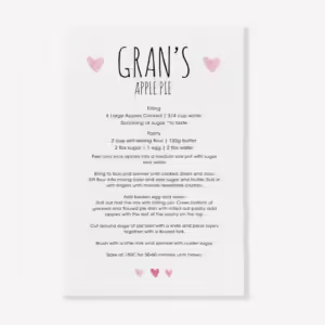 Custom Recipe Tea Towel - Hearts