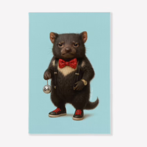 Kitchen Tea Towel - Australian Gangsta Tassie Devil