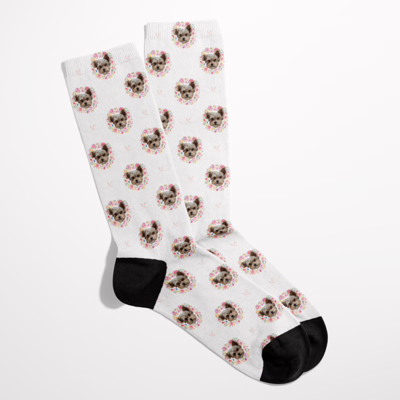 Custom Photo Socks - Floral Wreath
