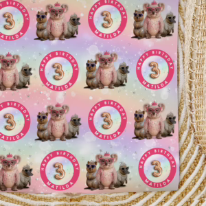Custom Personalised Age Wrapping Paper - Australian Animal Glam Squad