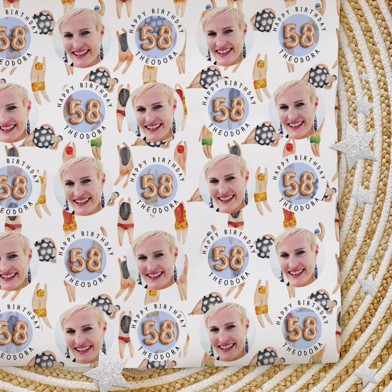 Custom Personalised Age Wrapping Paper - The Swimmers