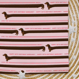 Custom Personalised Age Wrapping Paper - Sausage Dog