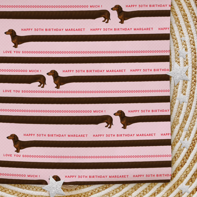 Custom Personalised Age Wrapping Paper - Sausage Dog