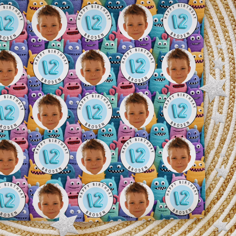 Custom Personalised Age Wrapping Paper - Monsters Monsters