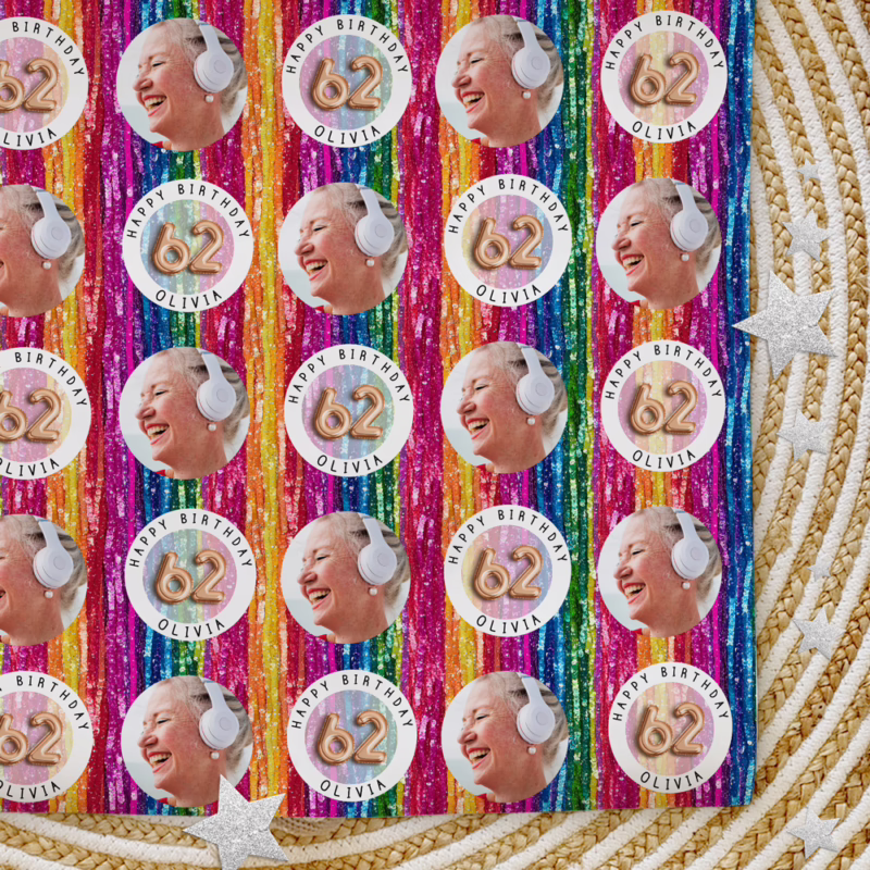 Custom Personalised Age Wrapping Paper - Rainbow Sequins