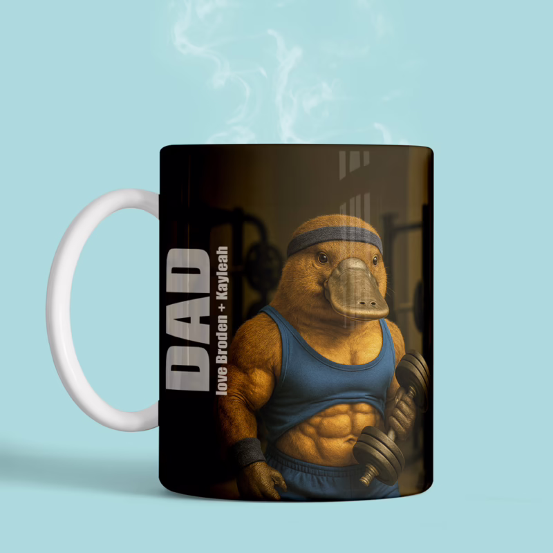 Personalised Mugs For Dads - Gym Platypus