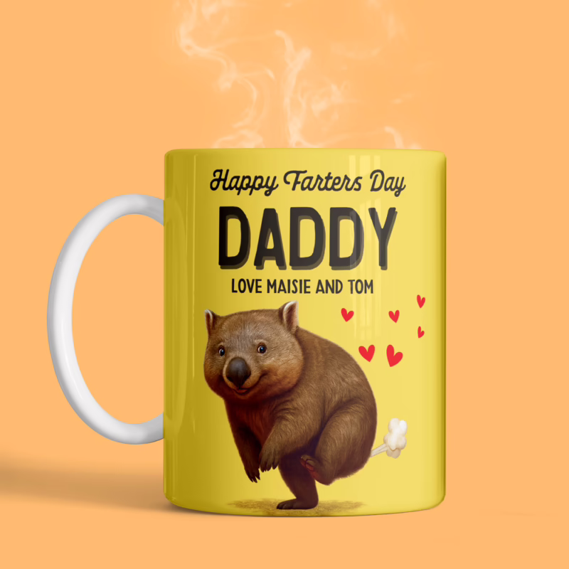 Personalised Mugs For Dads - Farters Day Wombat
