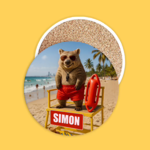 Ceramic Coaster - Beach Party Wombat