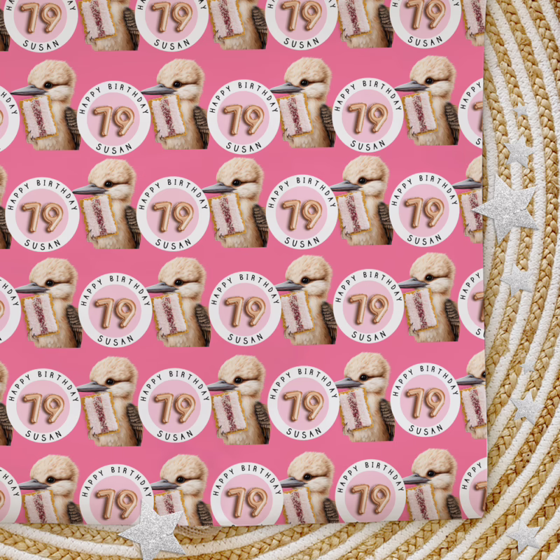 Custom Personalised Age Wrapping Paper - Kookaburra