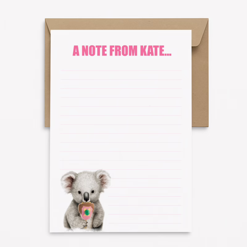 Personalised Aussie Animal Notepaper Pack - Koala