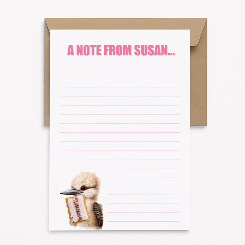Personalised Aussie Animal Notepaper Pack - Kookaburra