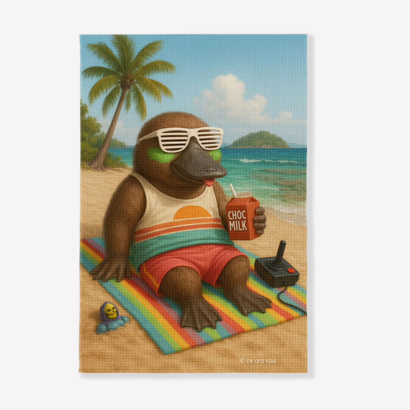 Kitchen Tea Towel - 80's Vibes Platypus