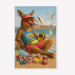 Kitchen Tea Towel - 80's Vibes Kangaroo