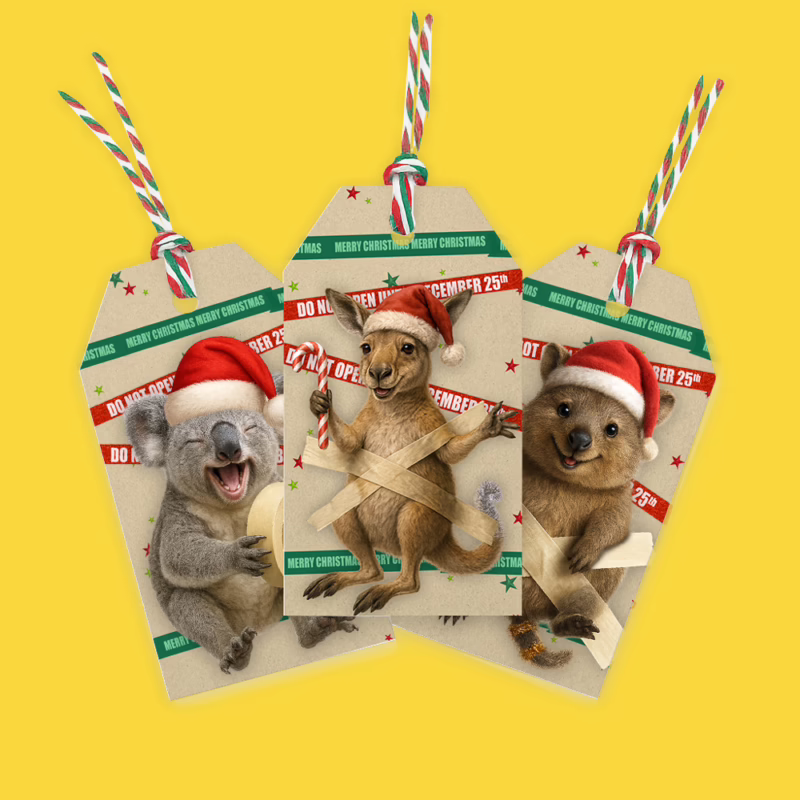 Christmas Gift Tag Set - Aussie Animals Sticky Situation
