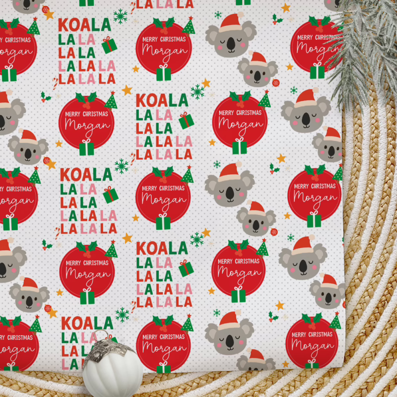Personalised Christmas Wrapping Paper - Koala La La La