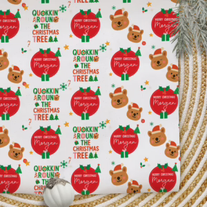 Personalised Christmas Wrapping Paper - Quokkin Around The Christmas Tree