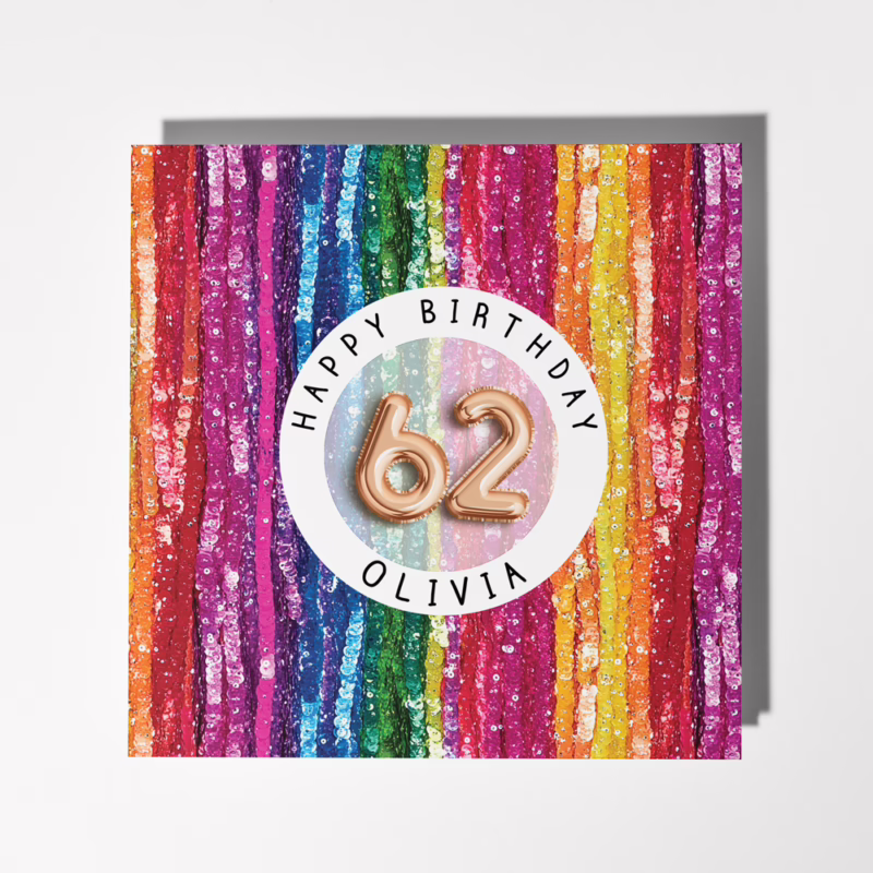 Personalised Birthday Age Card - Rainbow Sequins