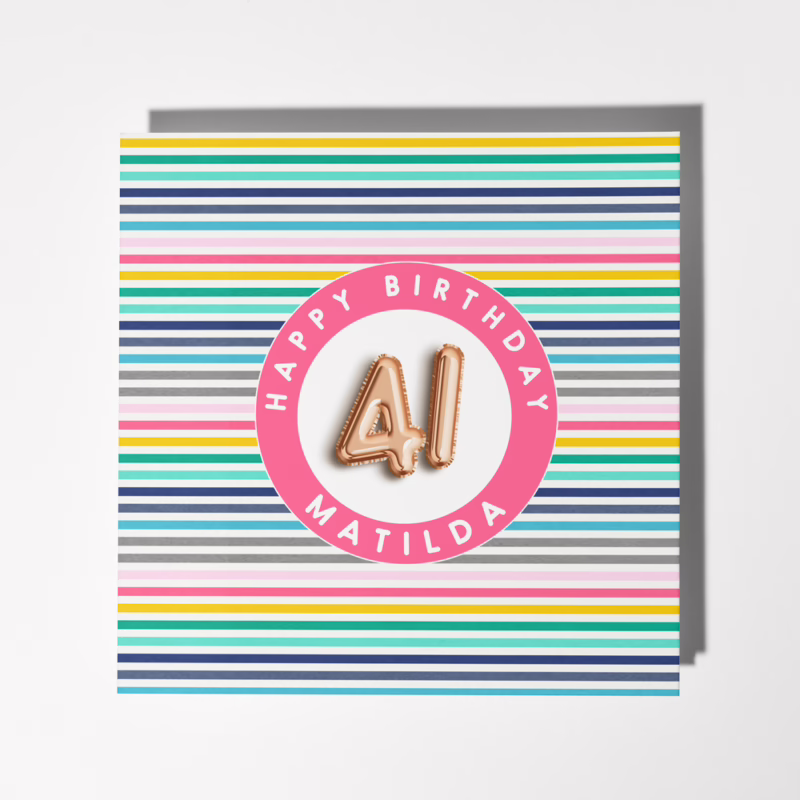 Personalised Birthday Age Card - Rainbow Stripes
