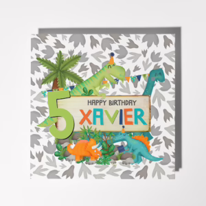 Personalised Kids Birthday Age Card - Dinosaurs