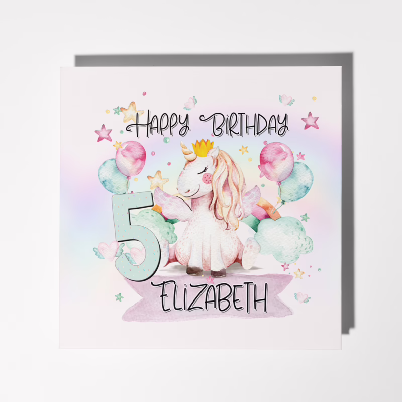 Personalised Kids Birthday Age Card - Unicorn